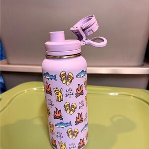 Life Is Good Purple Water Bottle with Fun Graphics